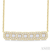 1/2 ctw Interlocked Octagonal Shape Motif Fusion Baguette and Round Cut Diamond Necklace in 14K Yellow Gold